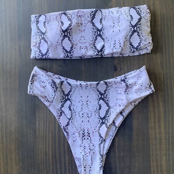 SHEIN Other - Shein Snakeskin Bandeau High Waisted Bikini M (6) lavender